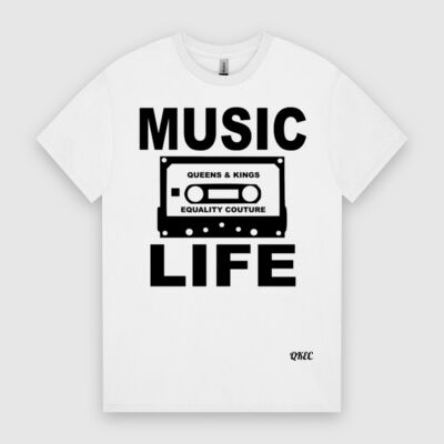 QKEC - Music Life Tee (Black on White) Thumbnail