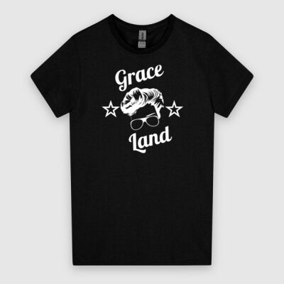 Grace Land Band Simple Logo Tee (Women's White on Darks) Thumbnail